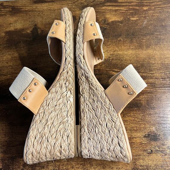 Tommy Bahama Super Wedge Sandals 10 Espadrille Slip On Open Toe Faux Leather - Picture 7 of 9